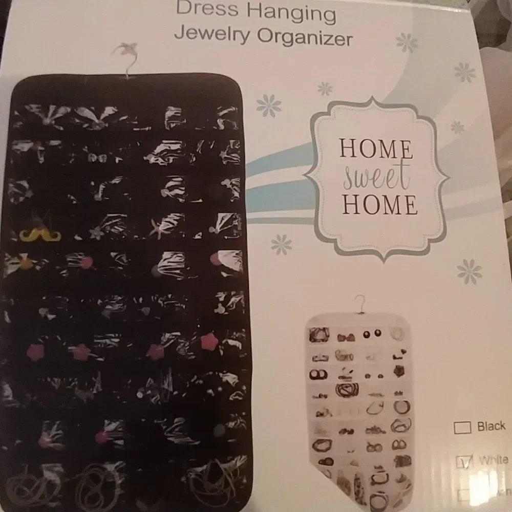 Gray Jewelry hanging organizer w attached hanger